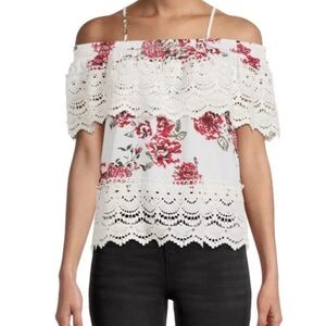 NWT No Boundaries Off The Shoulder All Over Print Top